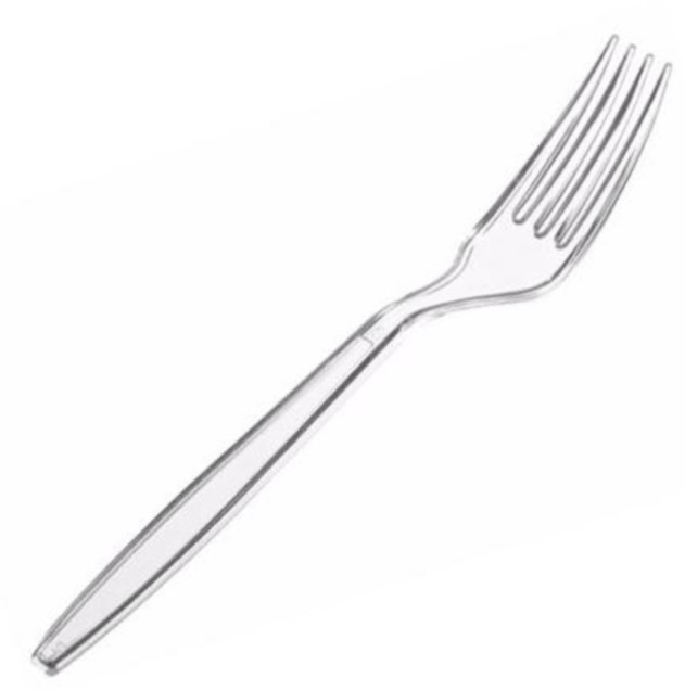 CUBIERTO ACRILICO DESCART TENEDOR CRISTAL 18 CM DARNEL CJ X 1000 UND