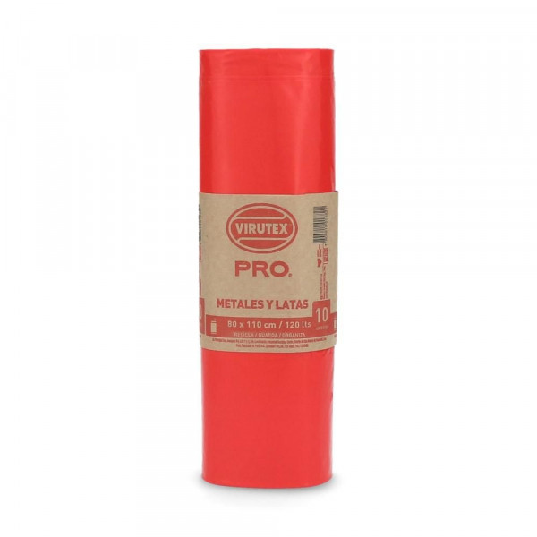 BOLSA PARA BASURA ROJA 25 LTS 50X60 CM VIRUTEX ROLLO X 25 U