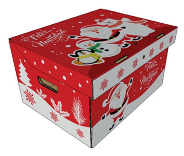 CAJA DE CARTÓN NAVIDEÑA ALT:22 ANC:30 LAR:40 CM NAC. UND.