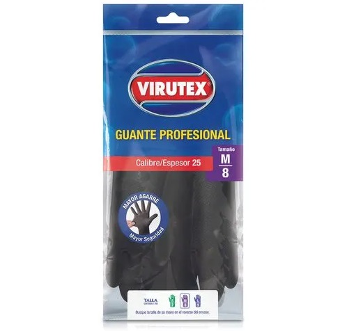 GUANTES DE LATEX PROFESIONAL NEGROS CAL 35 T:M VIRUTEX PAR