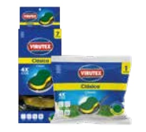 ESPONJA DOBLE (AMARILLO+VERDE) VIRUTEX DISP X 7 UND