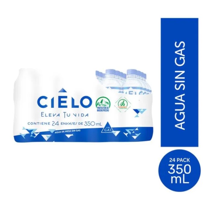 AGUA DE MESA S/GAS CIELO EMP 24 BOT X 350 ML
