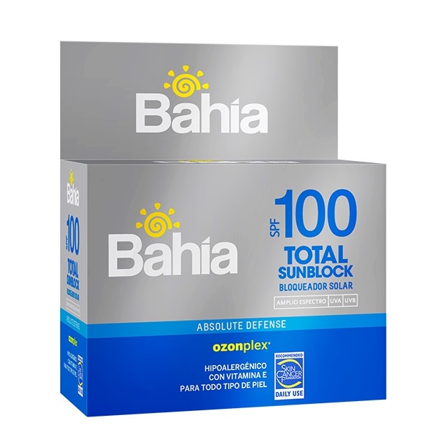 BLOQUEADOR SOLAR 100 SPF TOTAL SUNBLOCK BAHIA DISP 20 SACHETS X 10 GRS
