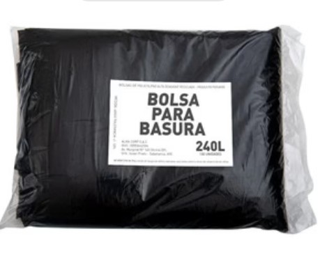 BOLSA PARA BASURA 240 LTS NEGRAS CARGA MEDIA SUPER BAG PQ X 100 UND