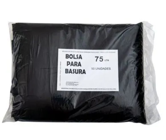 BOLSA PARA BASURA 75 LTS NEGRAS CARGA MEDIA SUPER BAG PQ X 100 UND